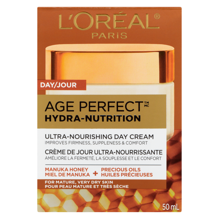 L'Oréal Paris Age Perfect Hydra-Nutrition Crème de Jour Ultra-Nourrissante Miel de Manuka + Huiles Précieuses Peaux Matures Très Sèches 50 ml