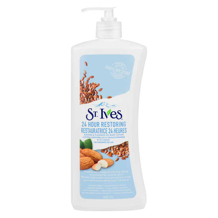 Lotion pour le corps St. Ives à l'huile d'amande et de lin 600 ml