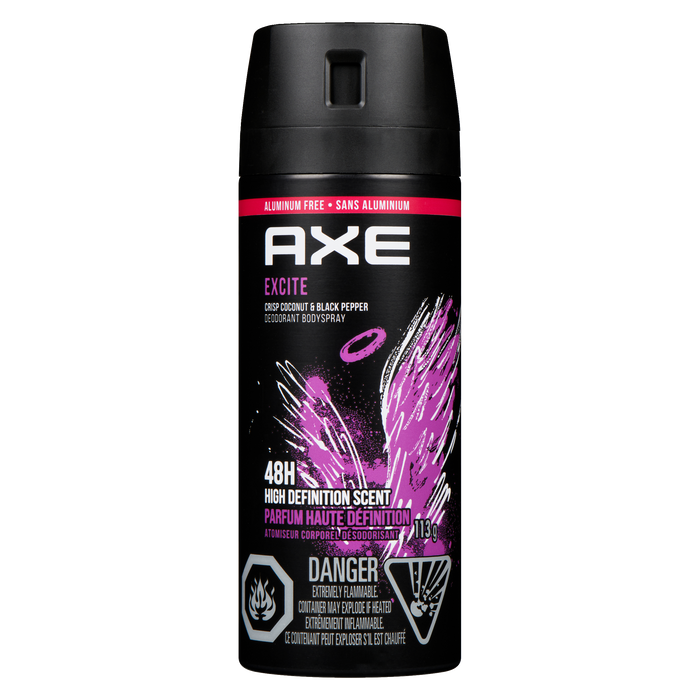 Axe Déodorant Spray Corporel Excite Crisp Noix de Coco &amp; Poivre Noir 113 g