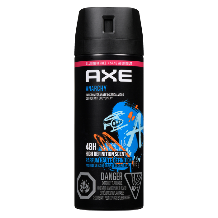 Axe Déodorant Spray Corporel Anarchy Grenade Foncée &amp; Bois de Santal 113 g