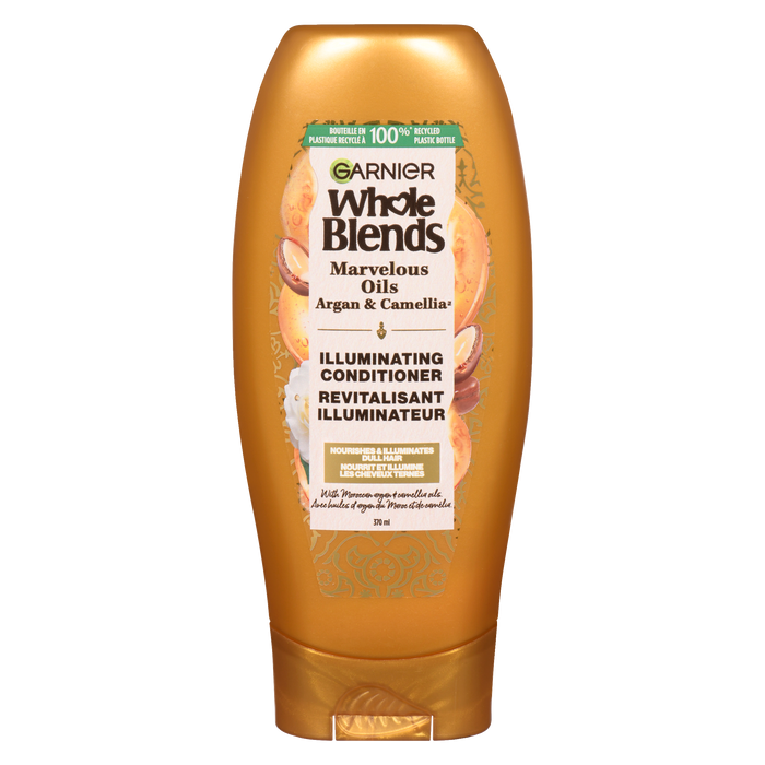 Après-shampooing illuminateur Garnier Whole Blends aux huiles d'argan marocaines et de camélia 370 ml