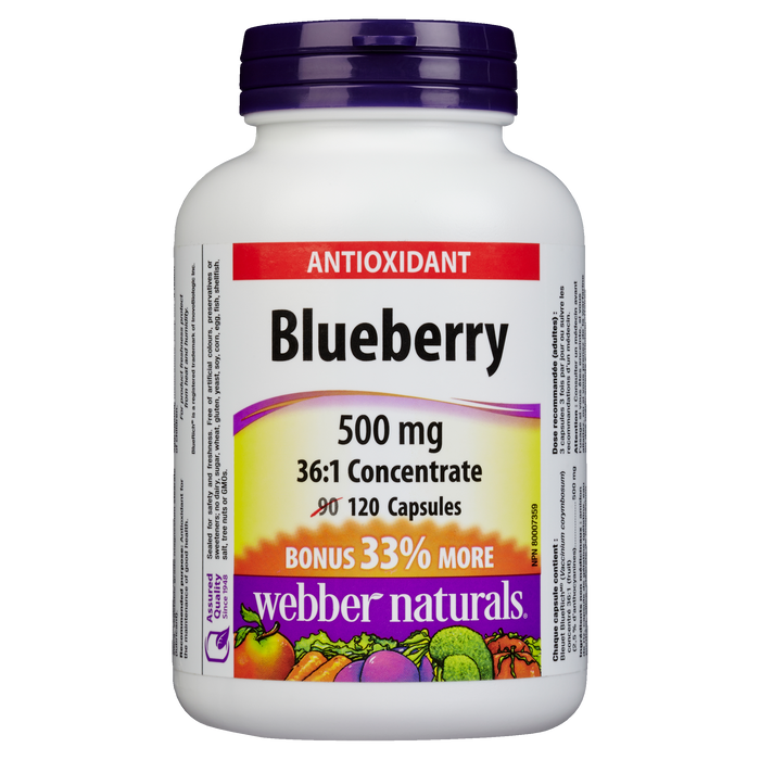 Webber Naturals Antioxidant Blueberry 500 mg 120 Capsules