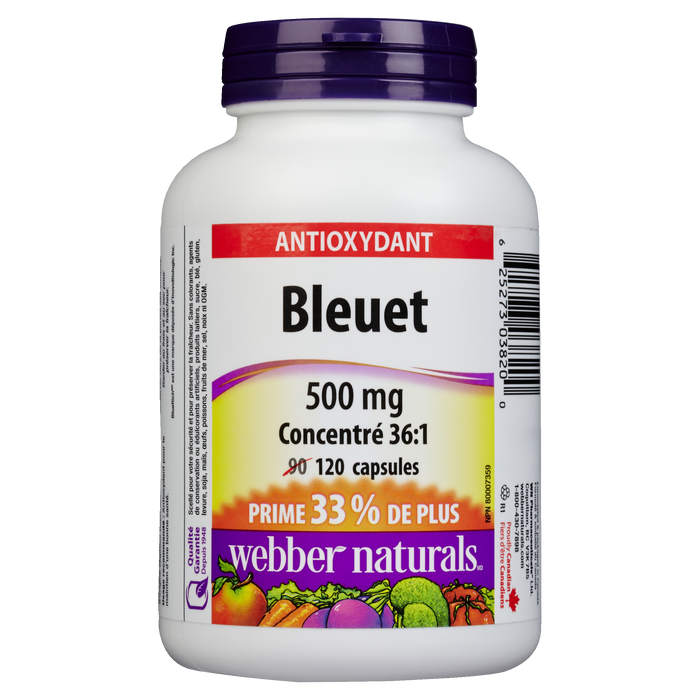 Webber Naturals Antioxidant Blueberry 500 mg 120 Capsules