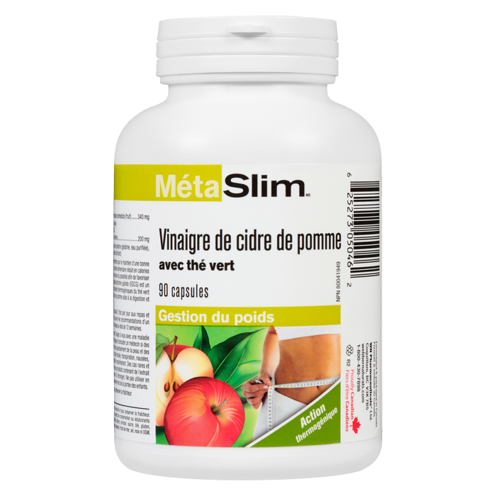 MetaSlim Vinaigre de cidre de pomme avec thé vert Gestion du poids 90 capsules