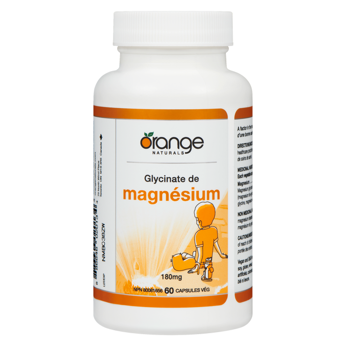 Glycinate de magnésium Orange Naturals 180 mg 60 gélules végétales