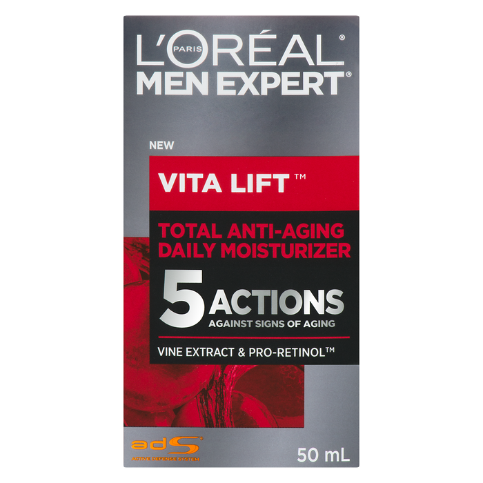 L'Oréal Paris Men Expert Vita Lift Total Anti-Aging Soin Hydratant Quotidien Extrait de Vigne &amp; Pro-Rétinol 50 ml