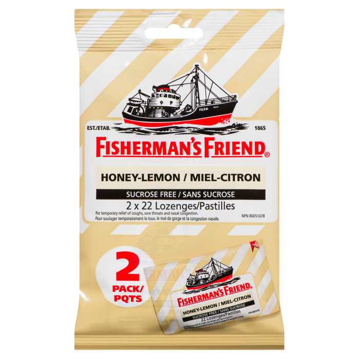 Fisherman's Friend Lot de 2 pastilles sans saccharose au miel et au citron, 22 pastilles