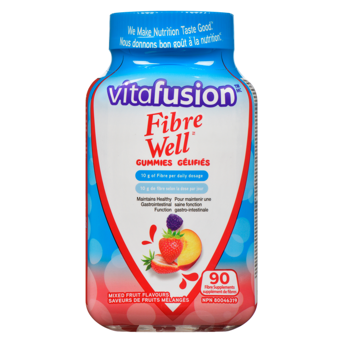 Vitafusion Fibre Well Gummies Saveurs de fruits mélangés 90 suppléments de fibres