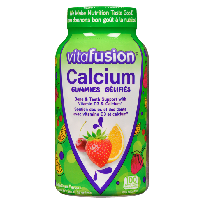 Vitafusion Calcium Saveurs de fruits et de crème 100 vitamines gélifiées