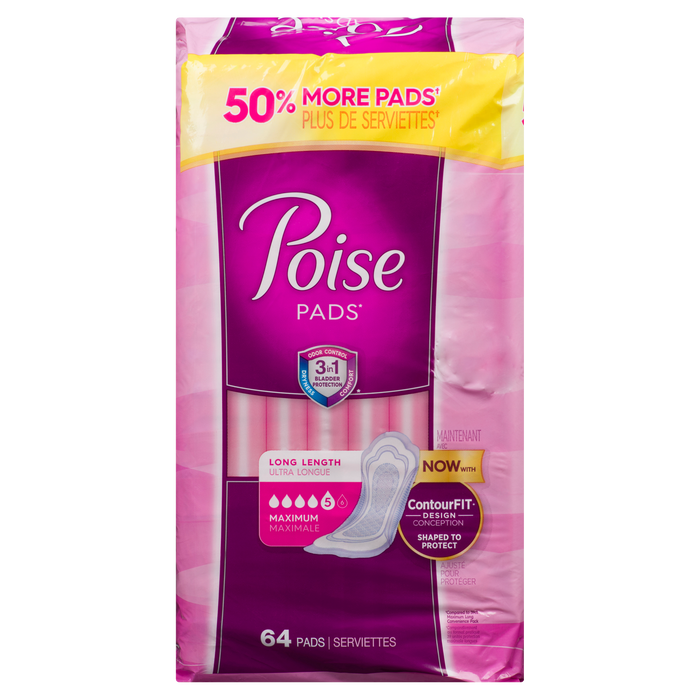 Poise Pads Long Length Maximum 64 Pads