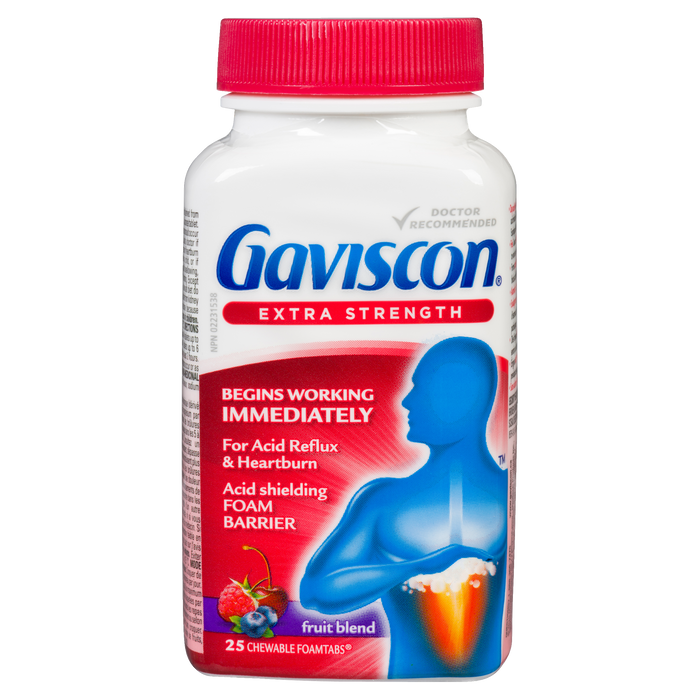 Gaviscon Extra Strength Fruit Blend 25 Chewable Foamtabs