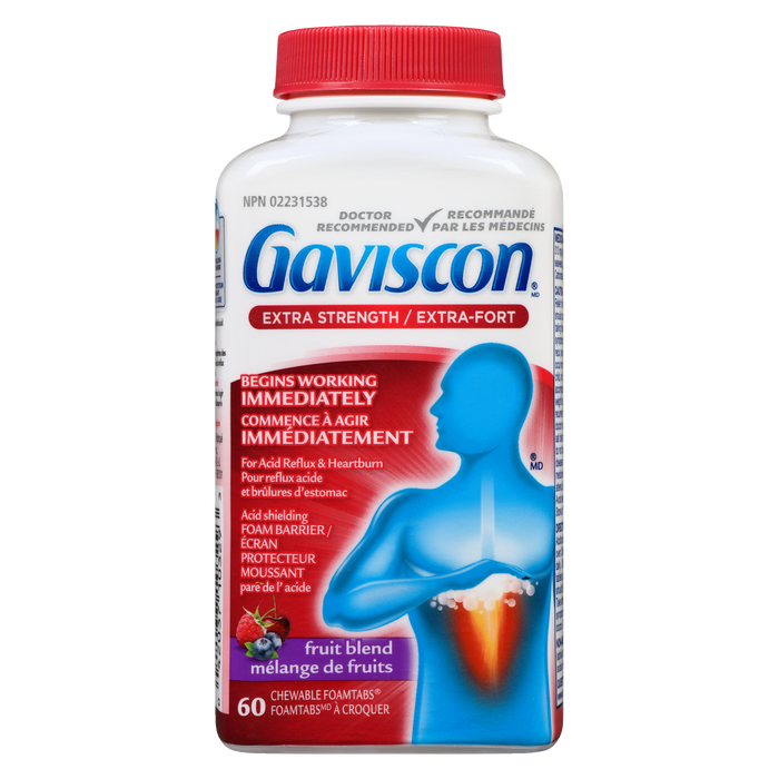 Gaviscon Extra Strength Fruit Blend 60 Chewable Foamtabs