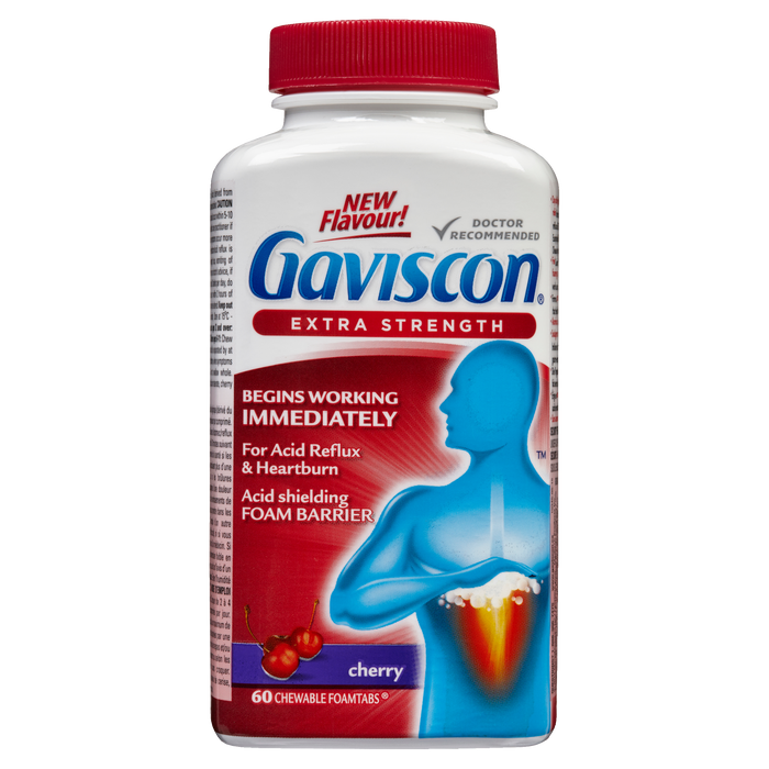 Gaviscon Extra Strength 60 comprimés moussants à croquer à la cerise