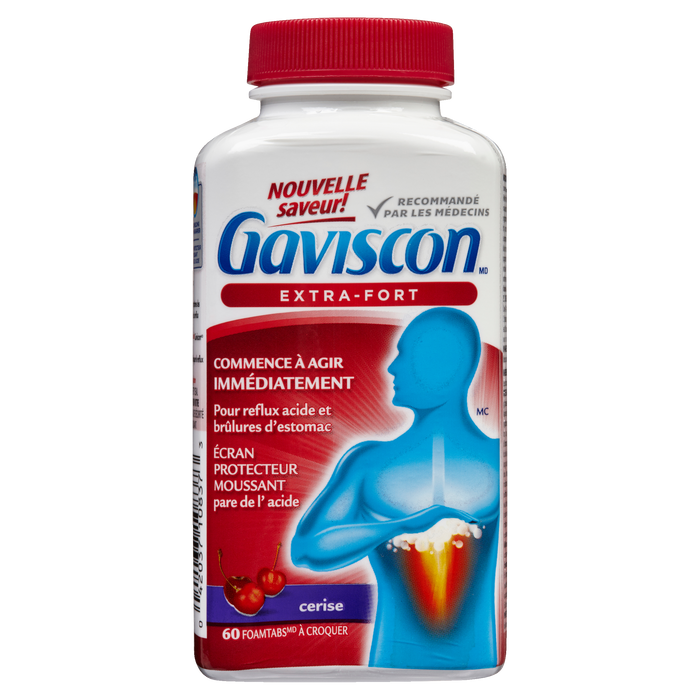 Gaviscon Extra Strength 60 comprimés moussants à croquer à la cerise