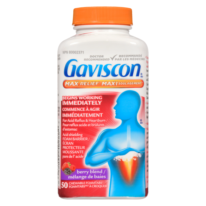 Gaviscon Max Relief Berry Blend 50 Chewable Foamtabs