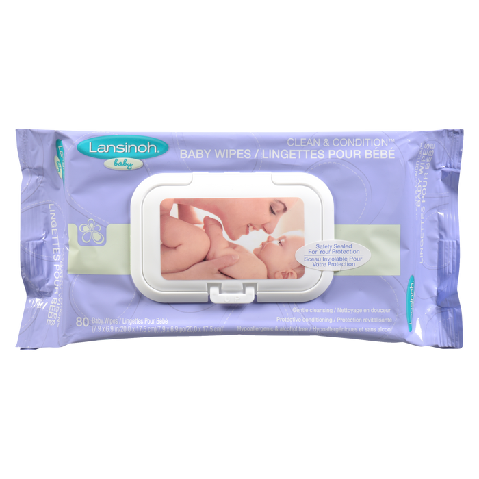 Lansinoh Baby Wipes Clean & Condition 80 Baby Wipes