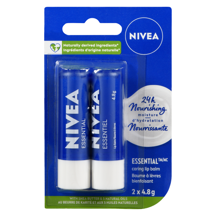 Baume à lèvres NIVEA Caring Essential 2 x 4,8 g