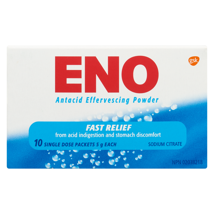 ENO Antacid Effervescing Powder Sodium Citrate 10 Single Dose Packets x 5 g Each