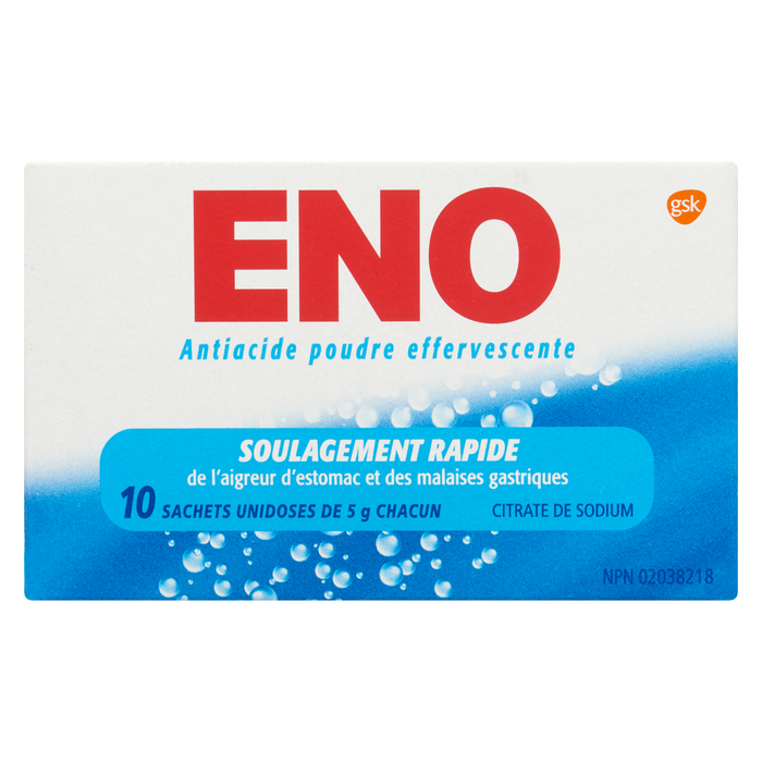 ENO Antacid Effervescing Powder Sodium Citrate 10 Single Dose Packets x 5 g Each