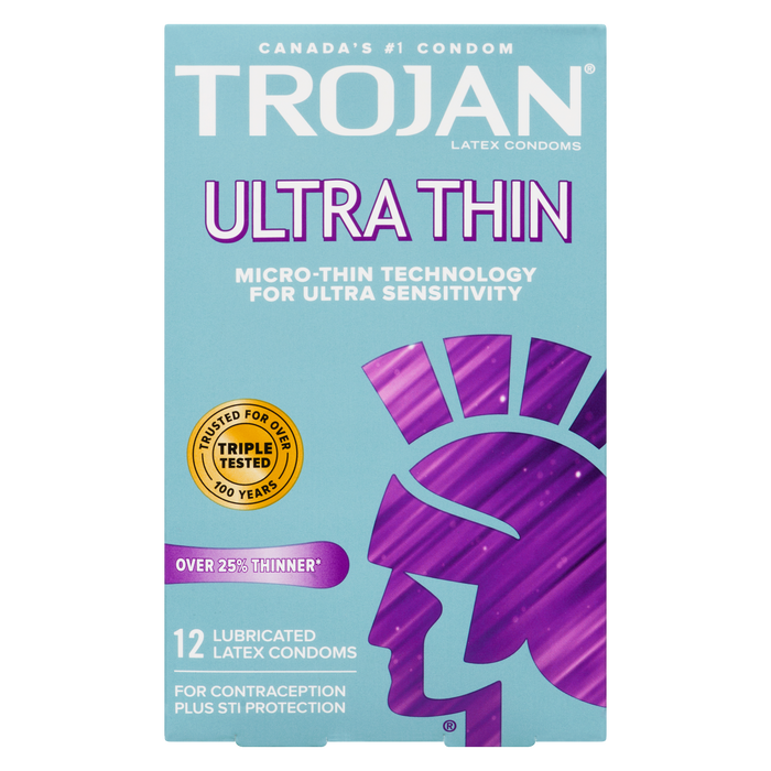 Préservatifs en latex lubrifiés Trojan Ultra Thin 12