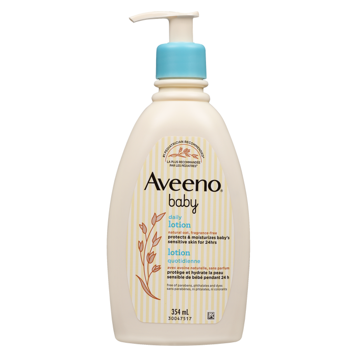 Lotion quotidienne pour bébé Aveeno à l'avoine naturelle, sans parfum, 354 ml