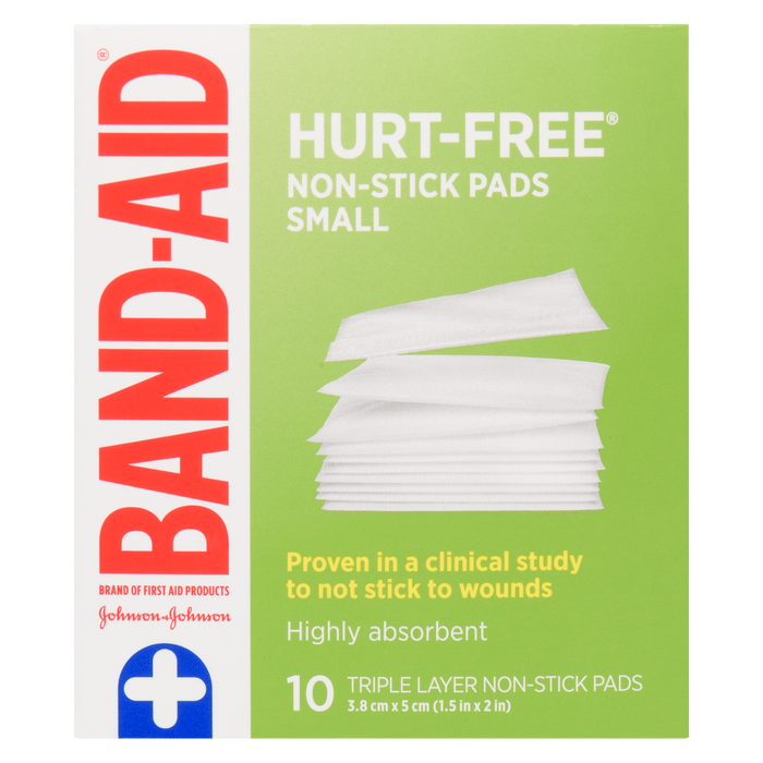 Band-Aid Hurt-Free Non-Stick Pads Small 10 Triple Layer Non-Stick Pads