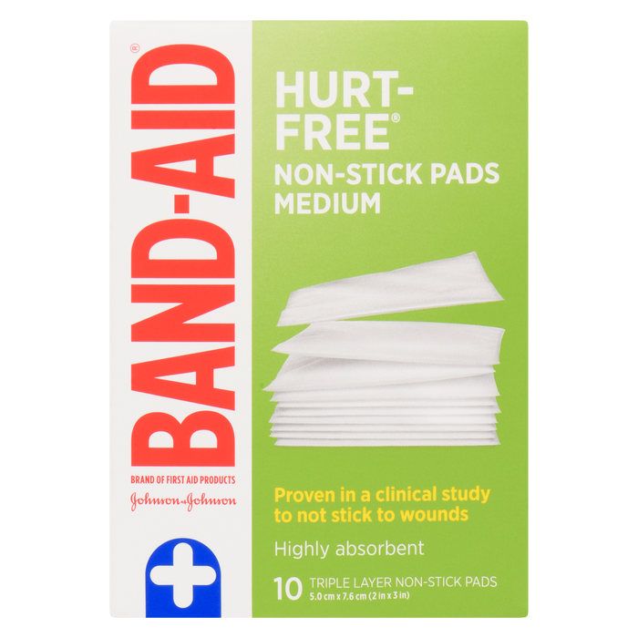 Tampons antiadhésifs Band-Aid Hurt-Free Medium 10 tampons antiadhésifs triple couche