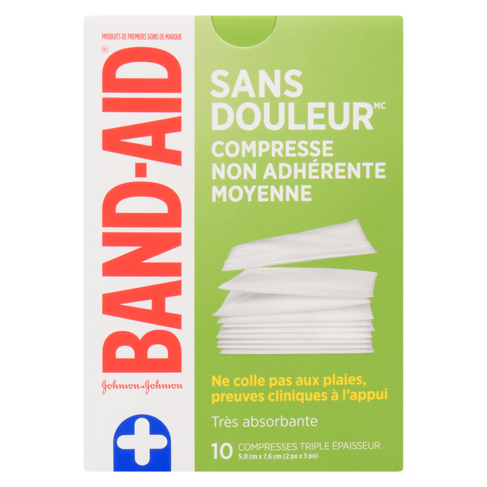 Tampons antiadhésifs Band-Aid Hurt-Free Medium 10 tampons antiadhésifs triple couche