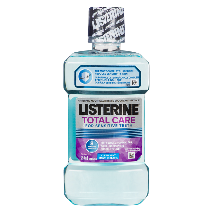 Bain de bouche antiseptique Listerine Total Care pour dents sensibles Menthe propre 250 ml