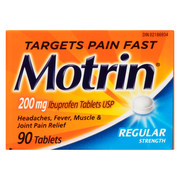 Comprimés d'ibuprofène Motrin USP 200 mg, concentration régulière, 90 comprimés