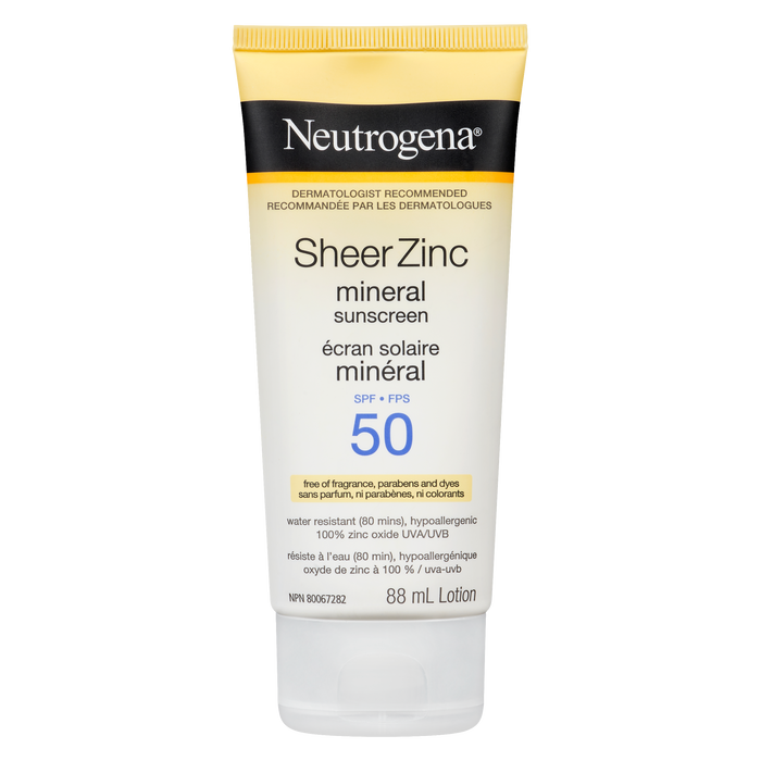 Neutrogena Sheer Zinc Lotion écran solaire minéral FPS 50 88 ml