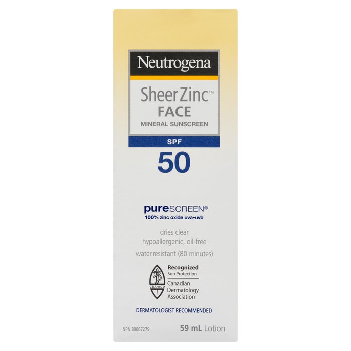 Neutrogena Sheer Zinc Lotion Crème solaire minérale pour le visage FPS 50 59 ml