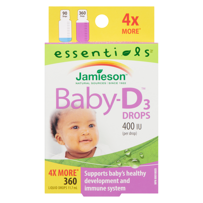 Jamieson Essentials Baby D₃ Drops 400 IU 360 Liquid Drops 11.7 ml