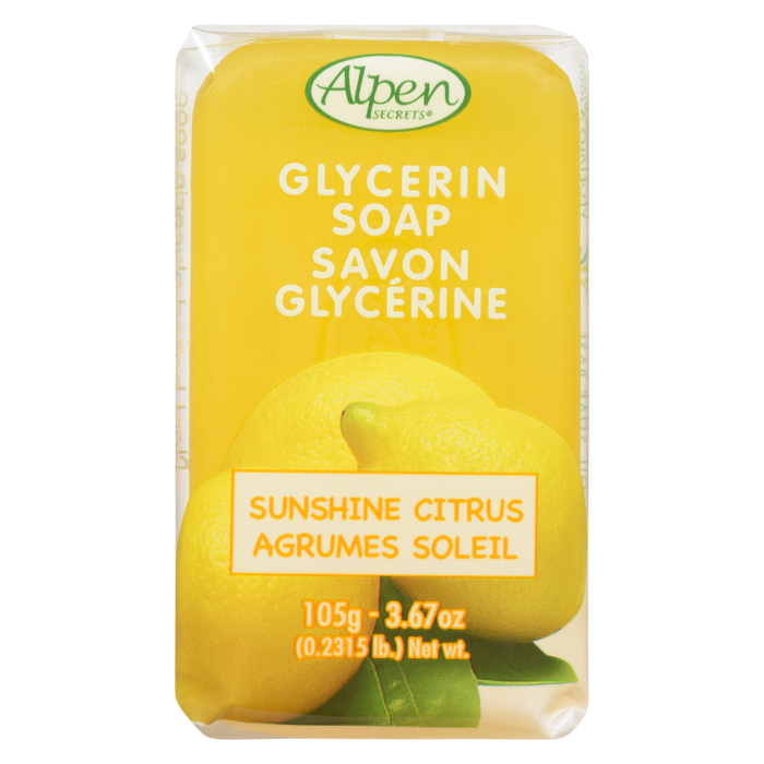 Savon à la glycérine à base de plantes Alpen Secrets Sunshine Citrus 105 g