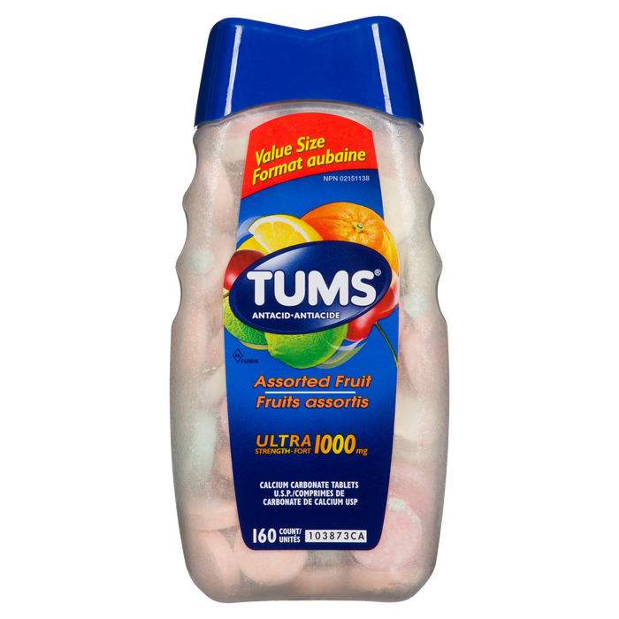 Tums Assorted Fruit Ultra Strength 1000 mg Antacid Value Size 160 Count