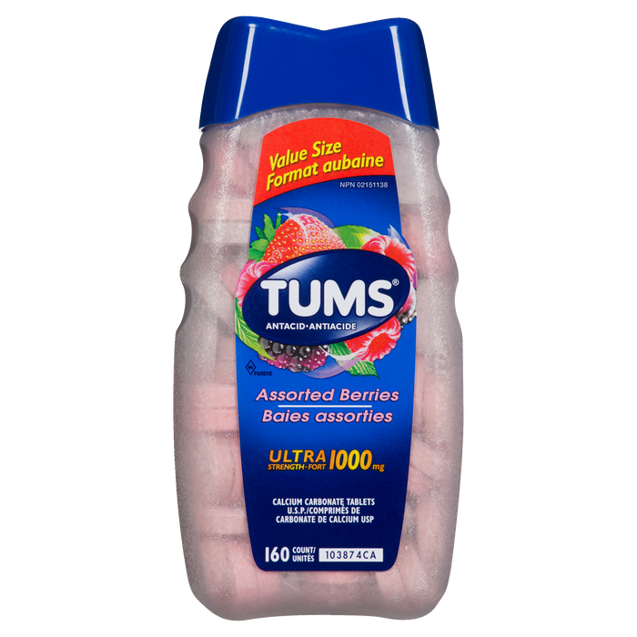 Tums Assorted Berries Ultra Strength 1000 mg Antacid Value Size 160 Count