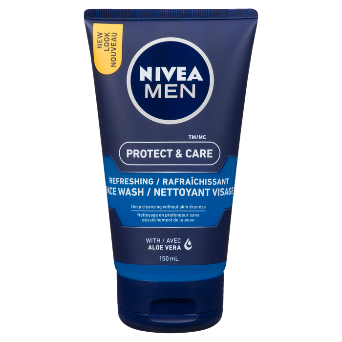 Nettoyant visage rafraîchissant NIVEA Men Protect &amp; Care à l'aloe vera 150 ml