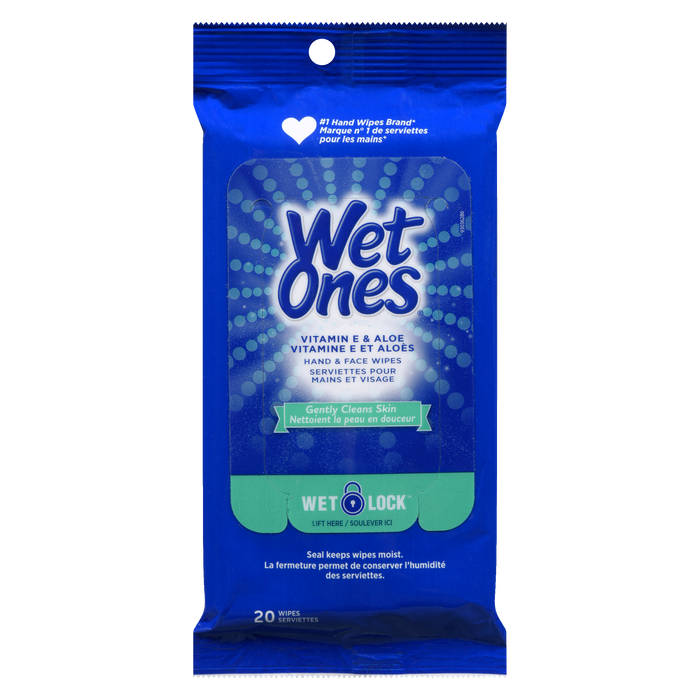 Wet Ones Hand & Face Wipes Vitamin E & Aloe 20 Wipes