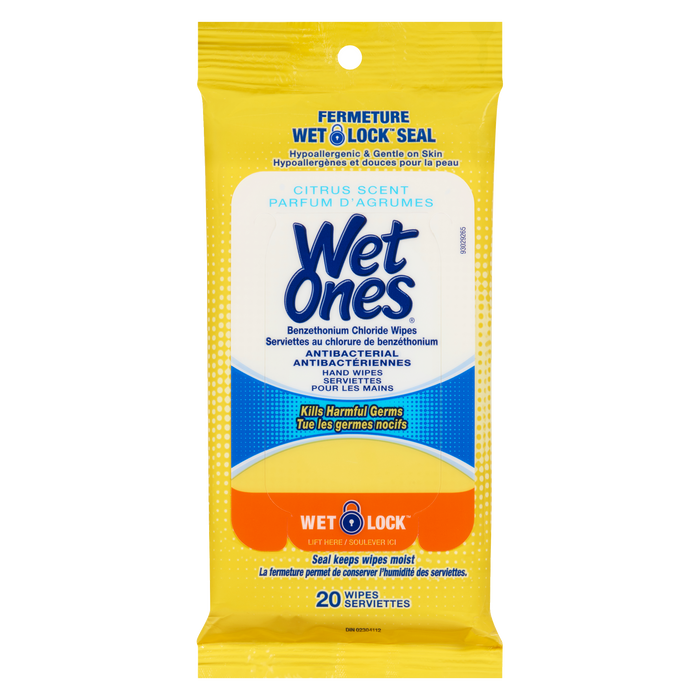 Wet Ones Hand Wipes Citrus Scent Antibacterial 20 Wipes