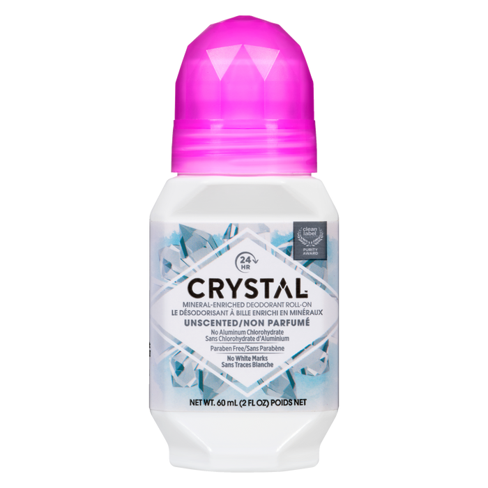 Crystal Mineral-Enriched Deodorant Roll-On Unscented 60 ml