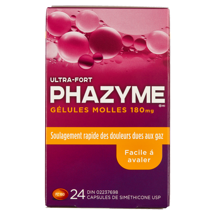 Phazyme Softgels Ultra Strength 180 mg 24 Simethicone Capsules USP