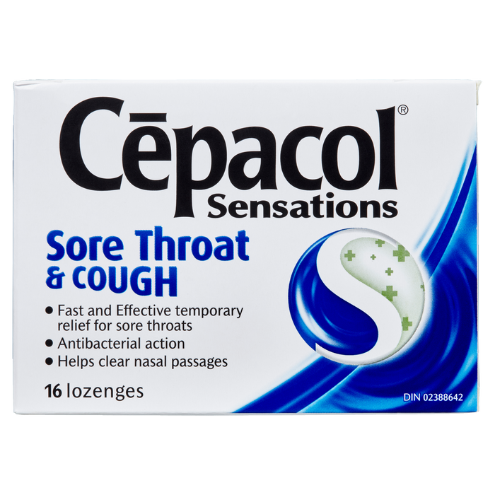 Cépacol Sensations Sore Throat & Cough 16 Lozenges