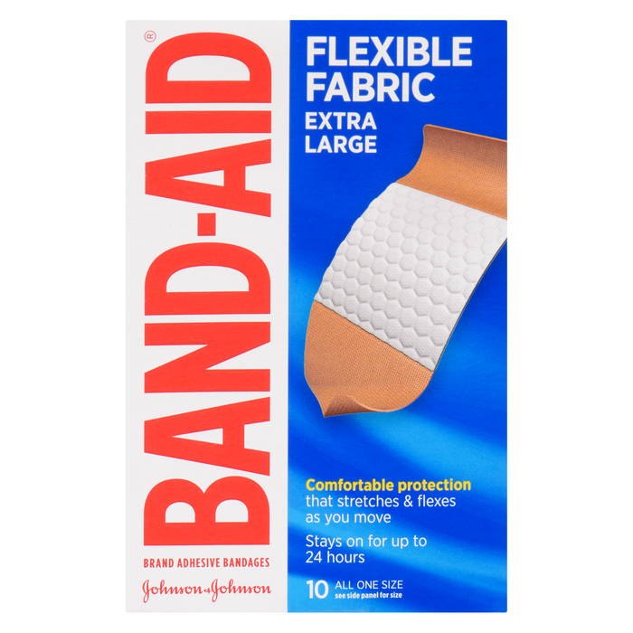 Pansements adhésifs de marque Band-Aid en tissu souple extra large, 10 pièces, taille unique