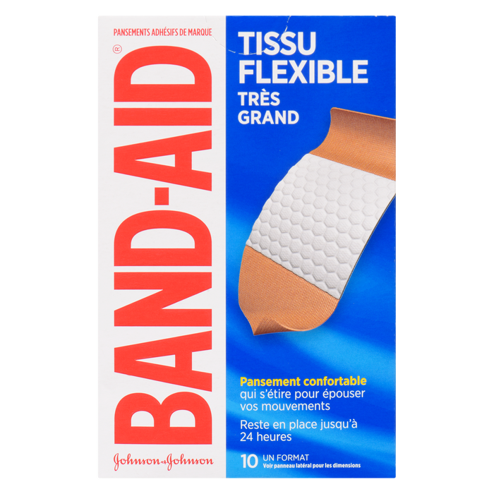 Pansements adhésifs de marque Band-Aid en tissu souple extra large, 10 pièces, taille unique