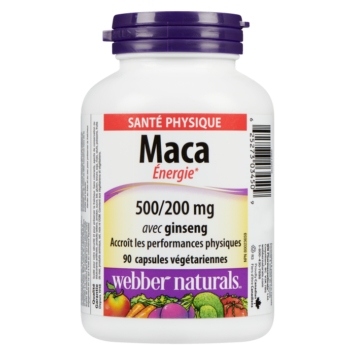 Webber Naturals Maca Energy 500/200 mg avec ginseng 90 capsules végétariennes