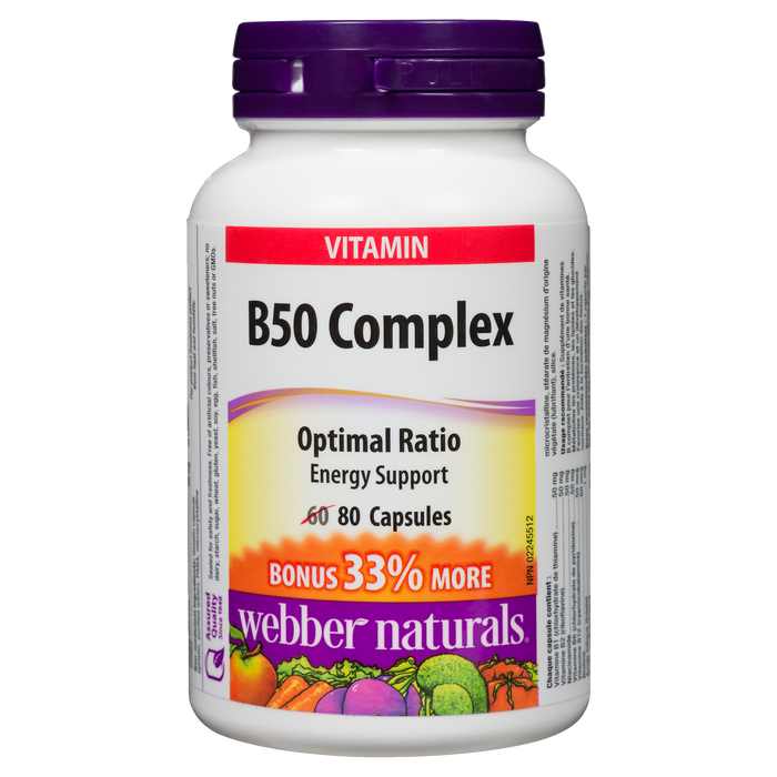 Webber Naturals Vitamin B50 Complex Otimal Ratio 80 Capsules