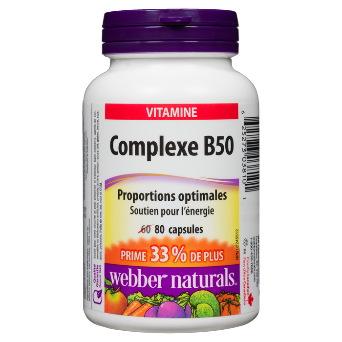 Webber Naturals Vitamin B50 Complex Otimal Ratio 80 Capsules