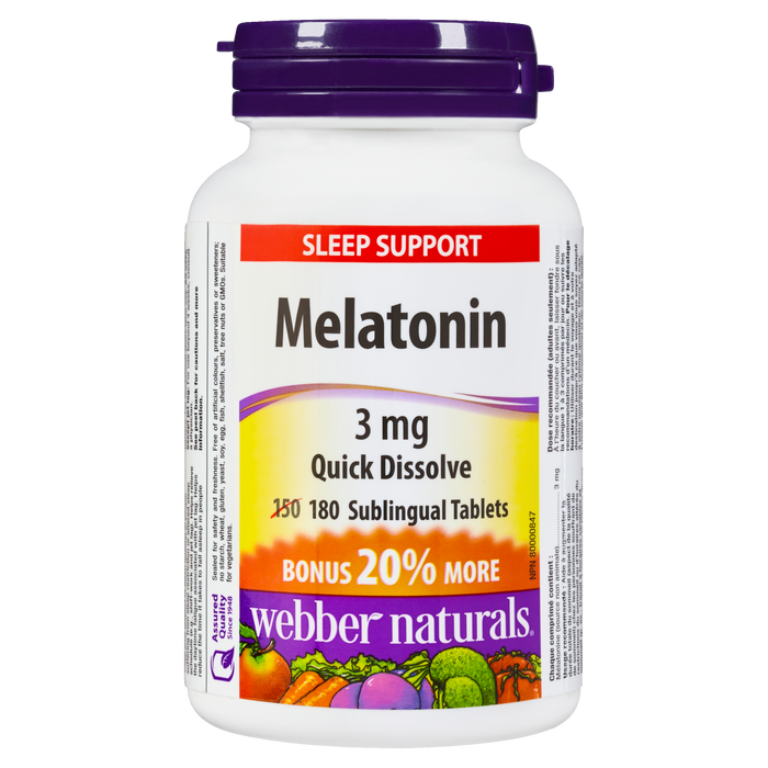 Webber Naturals Sleep Support Melatonin 3 mg 180 Sublingual Tablets