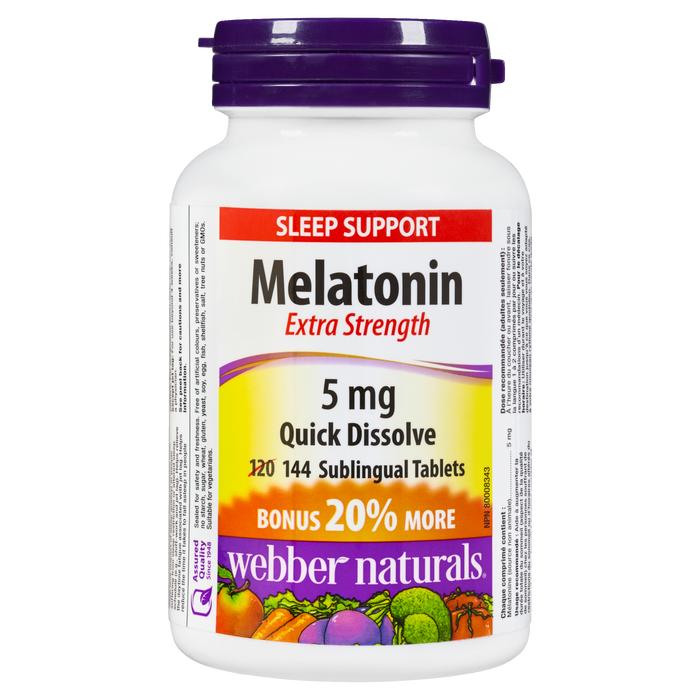 Webber Naturals Sleep Support Mélatonine Extra Fort 5 mg 144 Comprimés Sublinguaux