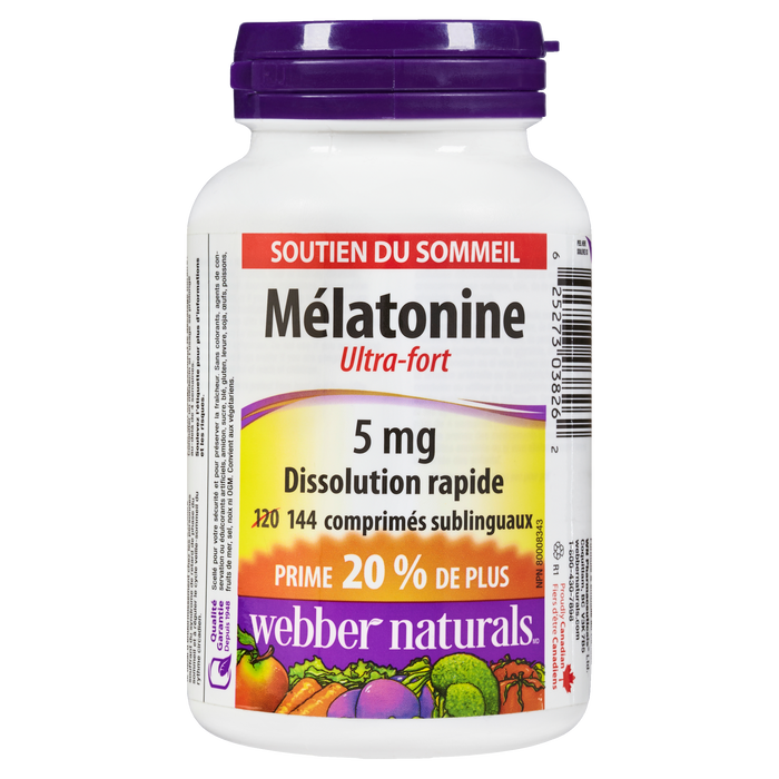 Webber Naturals Sleep Support Mélatonine Extra Fort 5 mg 144 Comprimés Sublinguaux